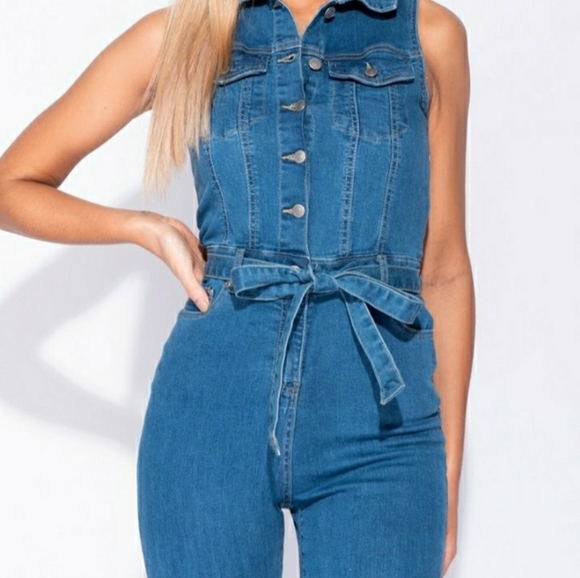 ONE LEFT ❤Do It In Denim Button Up Jumpsuit - Picture 8 of 8